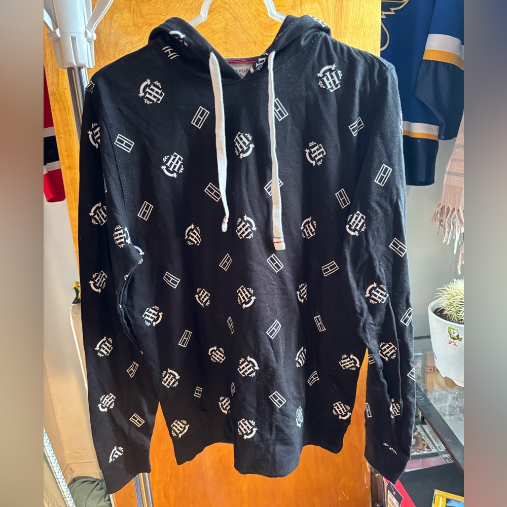 Tommy Hilfiger Black and White Logo Light Hoodie